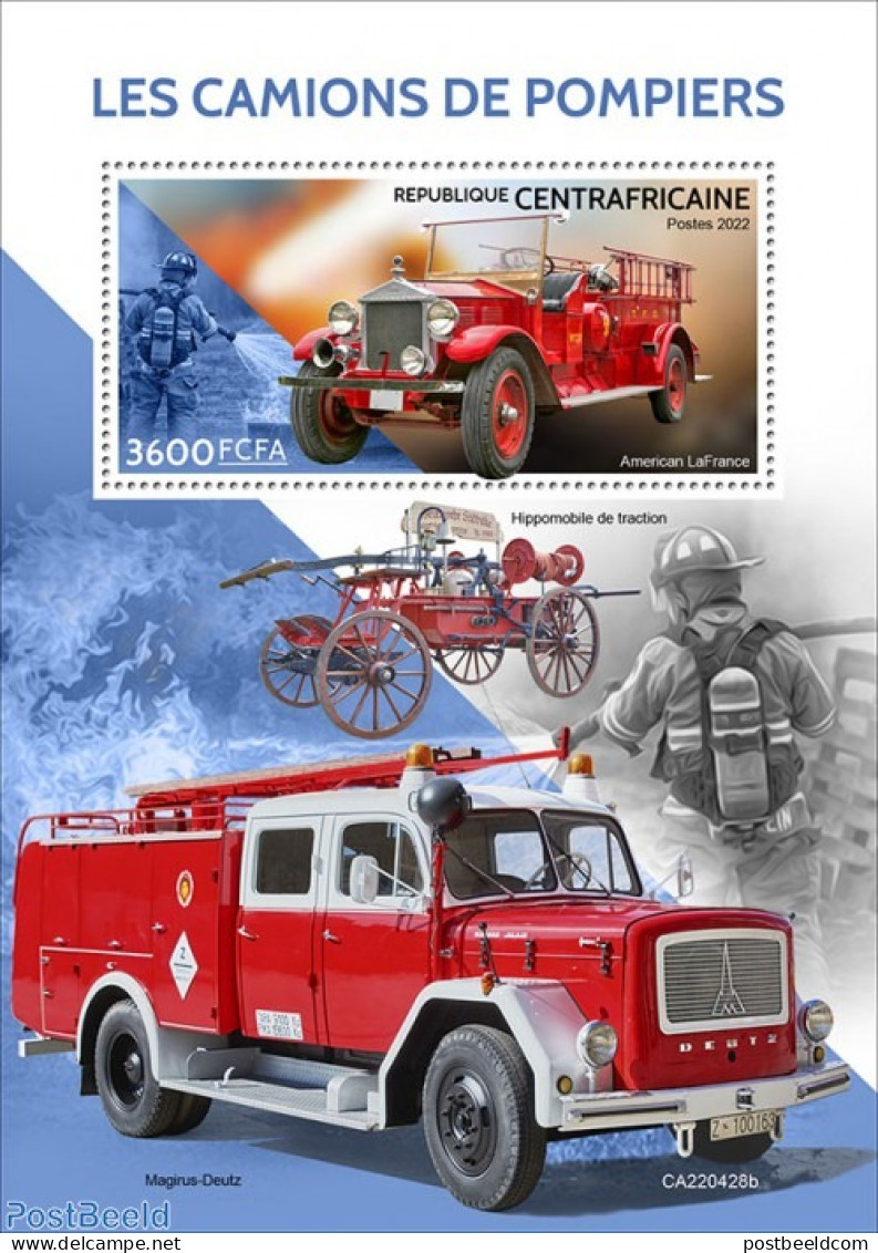 Central Africa 2022 Fire Engines, Mint NH, Transport - Fire Fighters & Prevention - Feuerwehr