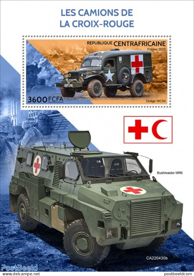 Central Africa 2022 Red Cross Vehicles, Mint NH, Health - Transport - Red Cross - Rotes Kreuz