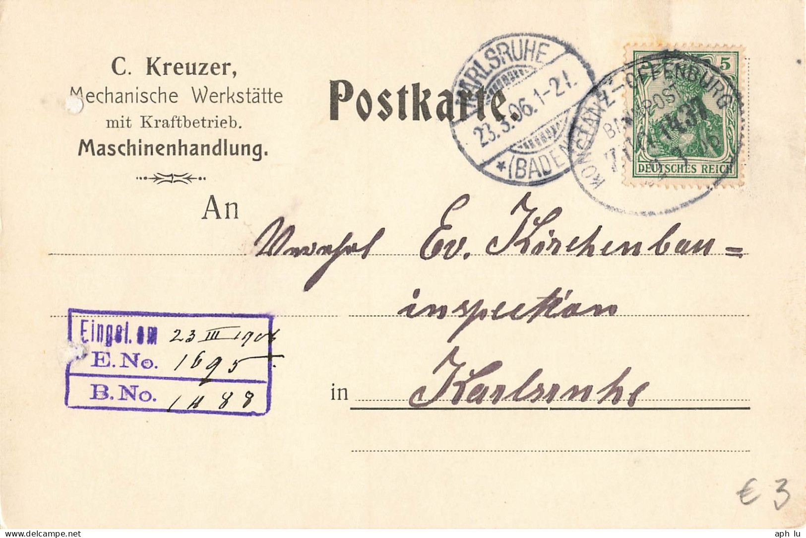 Bahnpost (Ambulant; R.P.O./T.P.O.) Konstanz-Offenburg (ZA2490) - Briefe U. Dokumente