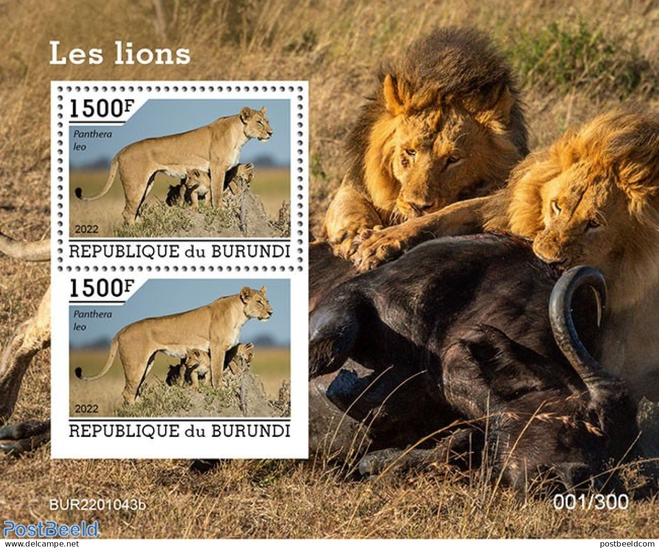 Burundi 2022 Lions, Mint NH, Nature - Cat Family - Altri & Non Classificati