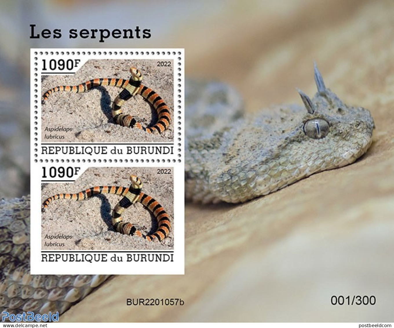 Burundi 2022 Snakes, Mint NH, Nature - Snakes - Other & Unclassified