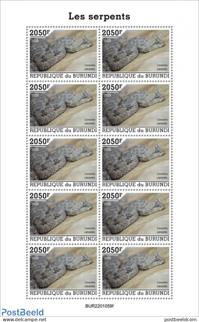 Burundi 2022 Snakes, Mint NH, Nature - Snakes - Other & Unclassified