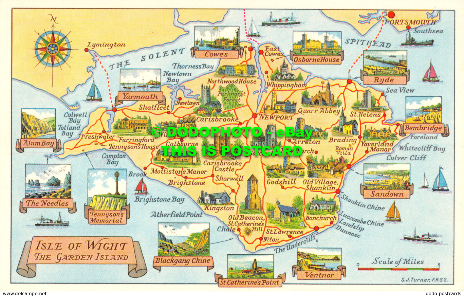 R525625 Isle Of Wright. The Garden Island. S. J. Turner. Map. Nigh. KIW 213 - World