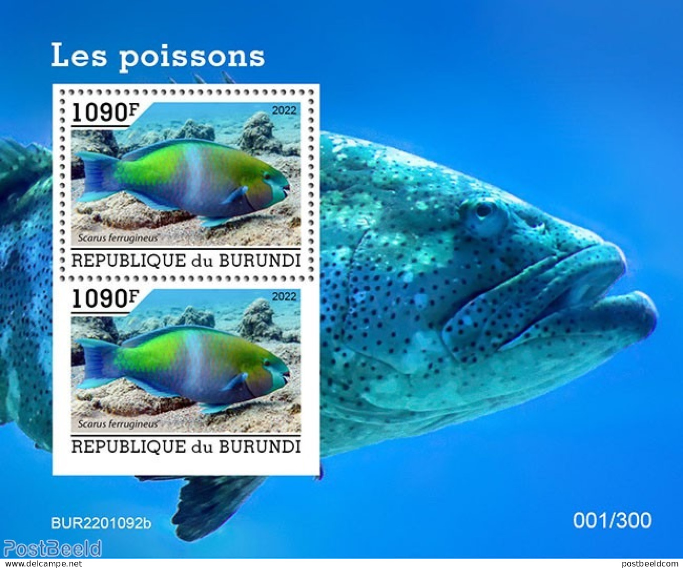 Burundi 2022 Fishes, Mint NH, Nature - Fish - Sharks - Peces