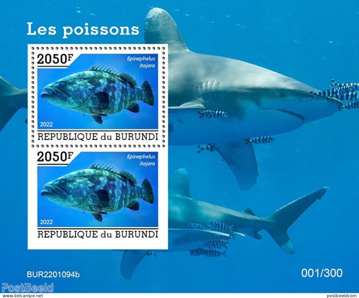 Burundi 2022 Fishes, Mint NH, Nature - Fish - Sharks - Peces