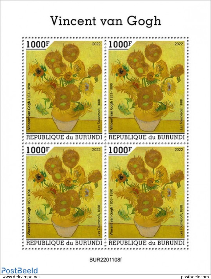 Burundi 2022 Vincent Van Gogh, Mint NH, Nature - Flowers & Plants - Art - Paintings - Vincent Van Gogh - Autres & Non Classés