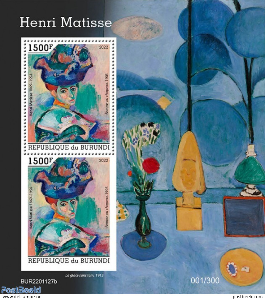 Burundi 2022 Henri Matisse, Mint NH, Art - Paintings - Autres & Non Classés