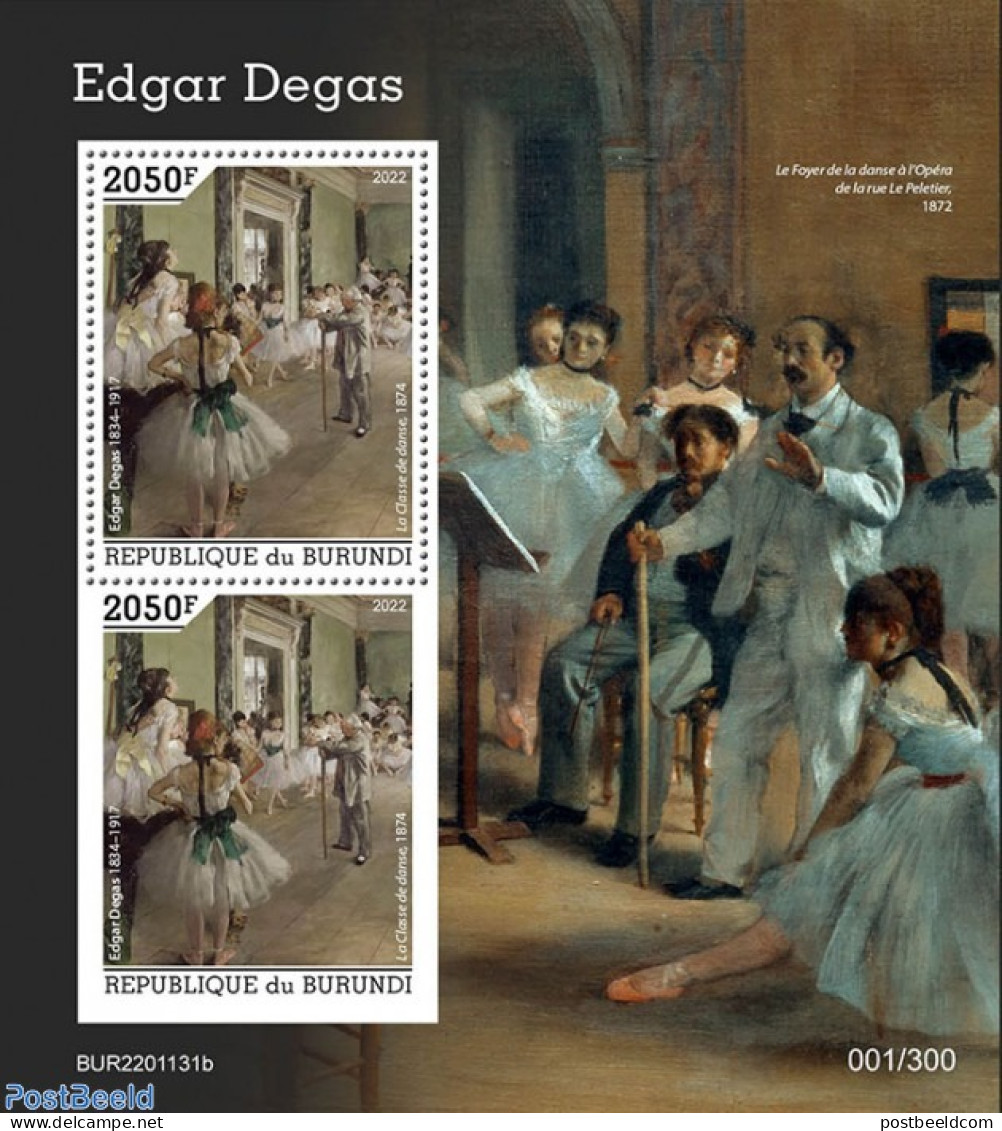 Burundi 2022 Edgar Degas, Mint NH, Art - Edgar Degas - Paintings - Autres & Non Classés