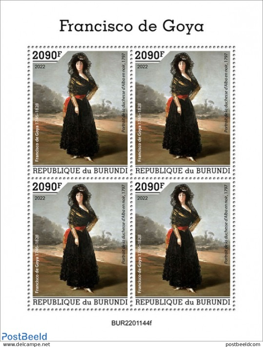 Burundi 2022 Francisco De Goya, Mint NH, Art - Paintings - Altri & Non Classificati