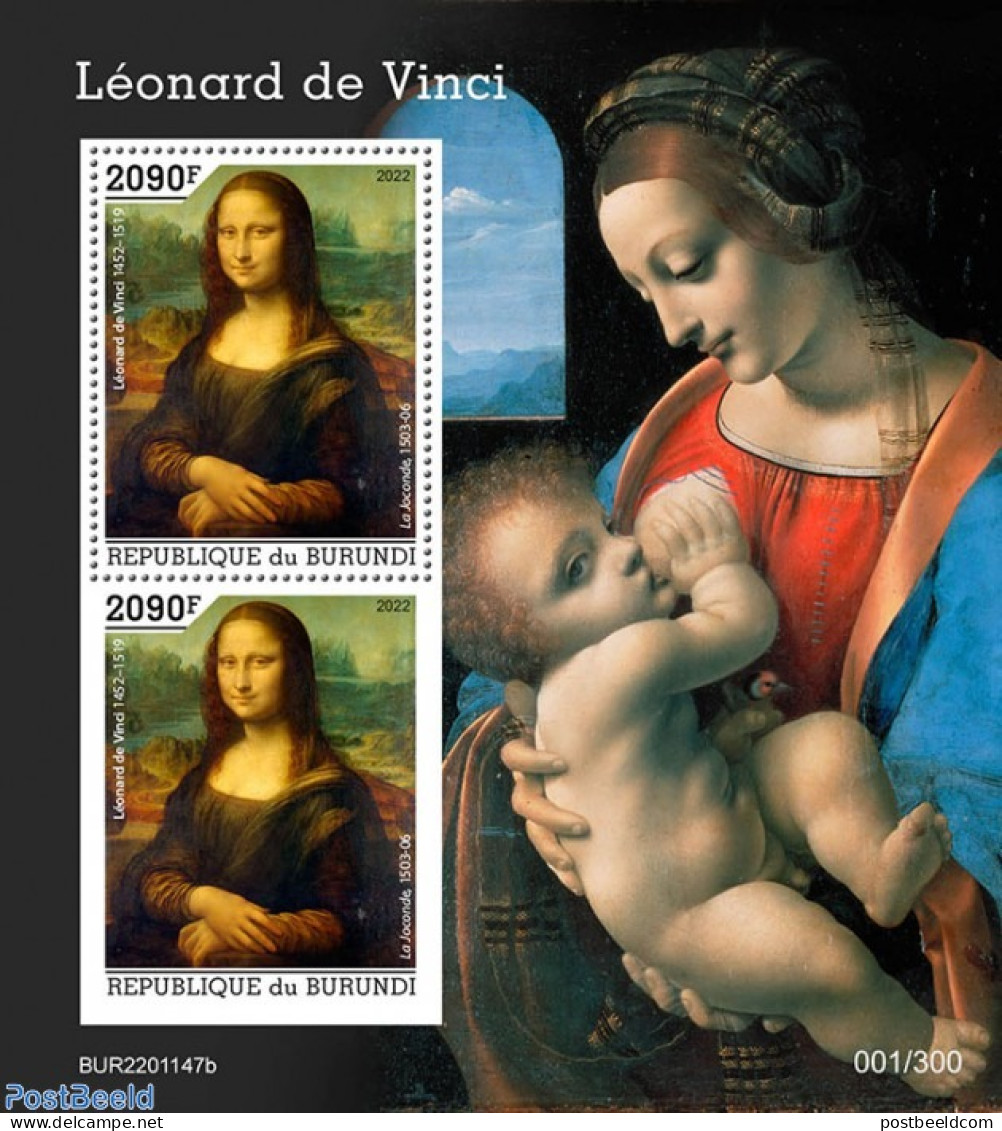Burundi 2022 Leonardo Da Vinci, Mint NH, Art - Leonardo Da Vinci - Paintings - Other & Unclassified