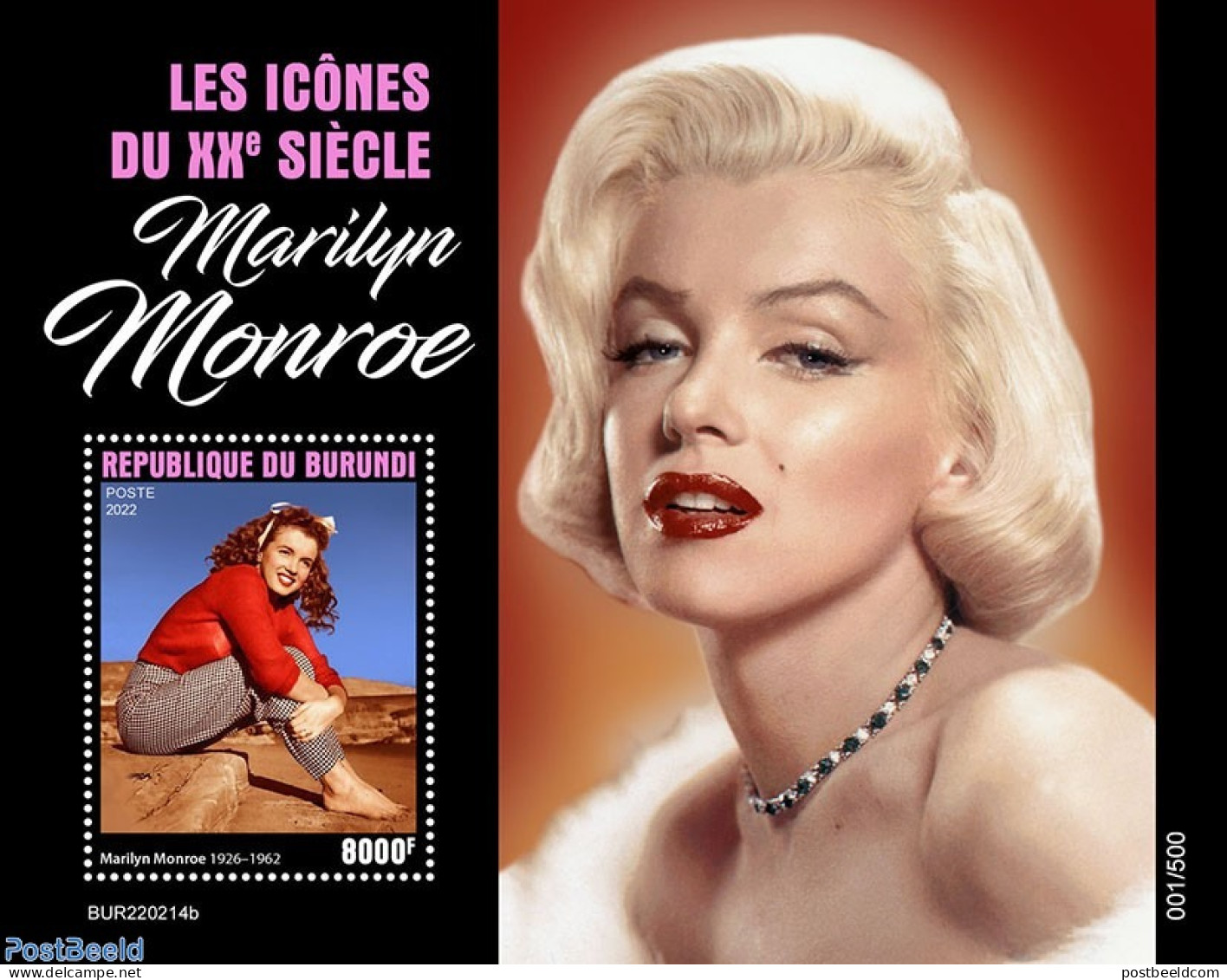 Burundi 2022 The Icons Of 20th Century - Marilyn Monroe, Mint NH, Performance Art - Marilyn Monroe - Other & Unclassified