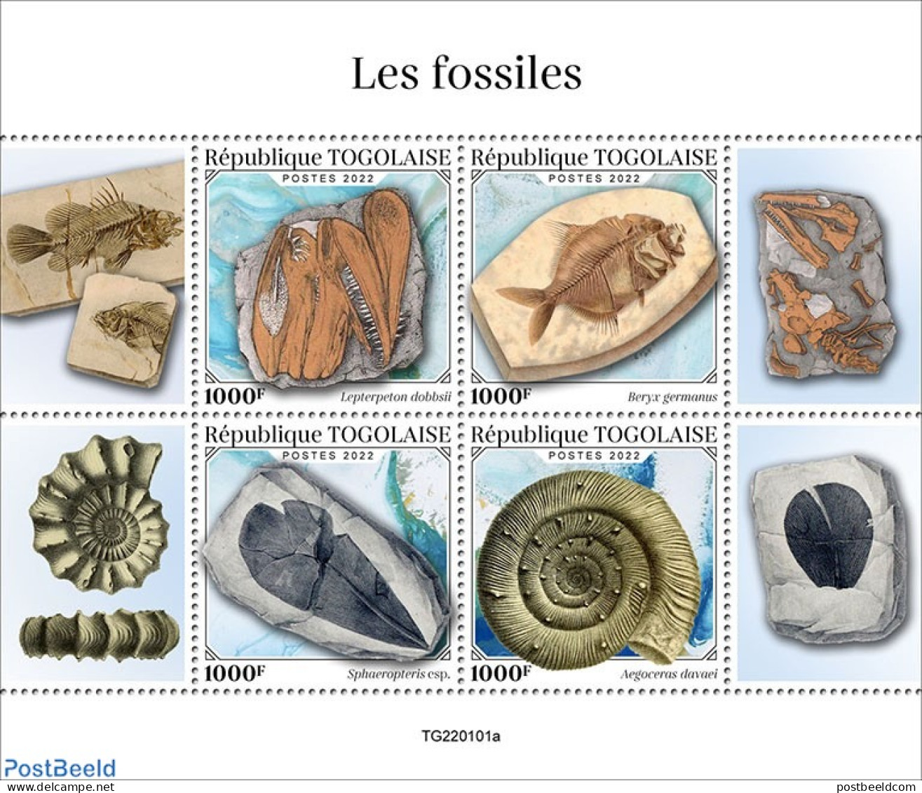 Togo 2022 Fossils, Mint NH, History - Nature - Geology - Prehistoric Animals - Prehistory - Prehistorisch