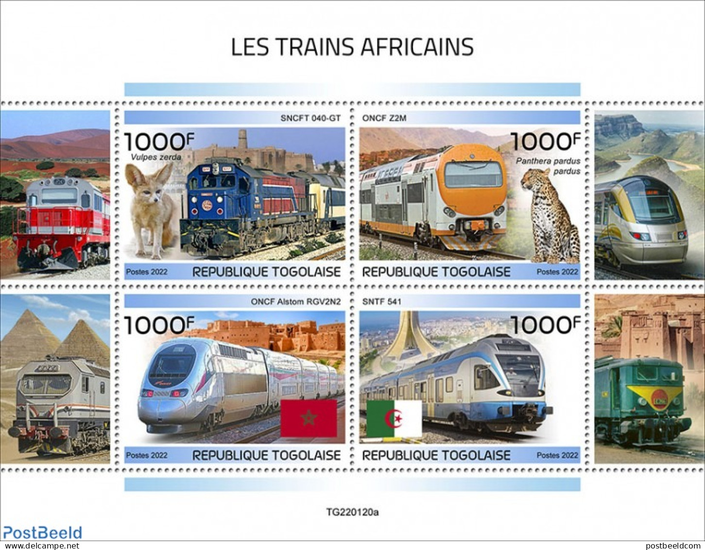 Togo 2022 African Trains, Mint NH, Nature - Transport - Animals (others & Mixed) - Cat Family - Railways - Trains