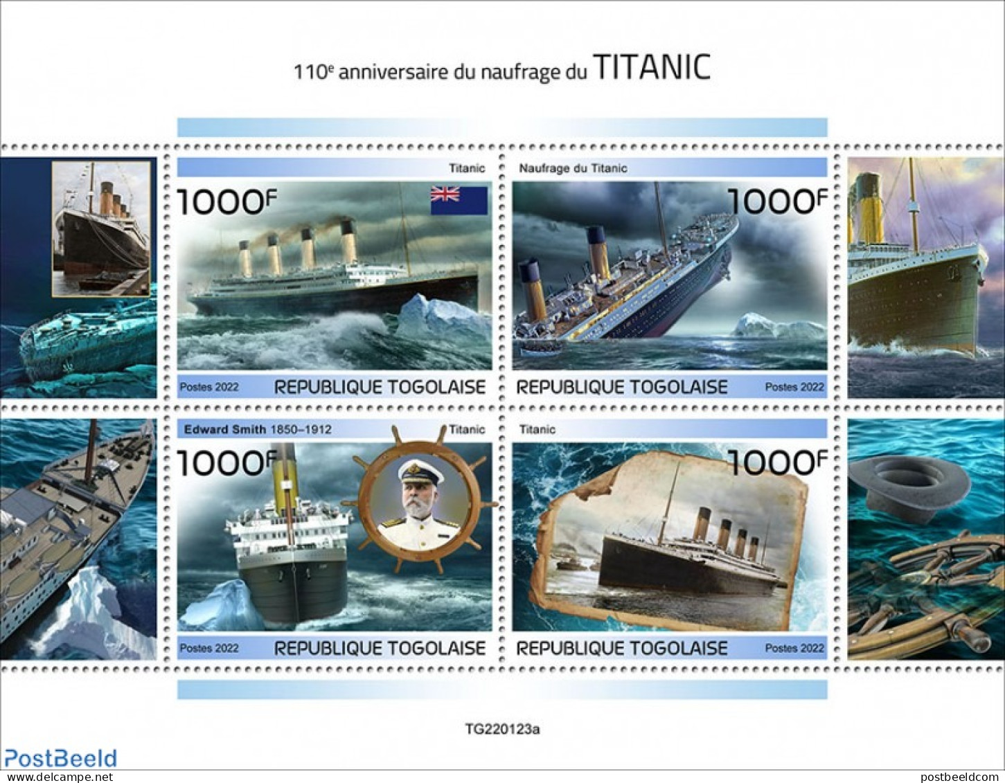 Togo 2022 110th Anniversary Of The Sinking Of The Titanic, Mint NH, Transport - Ships And Boats - Titanic - Bateaux