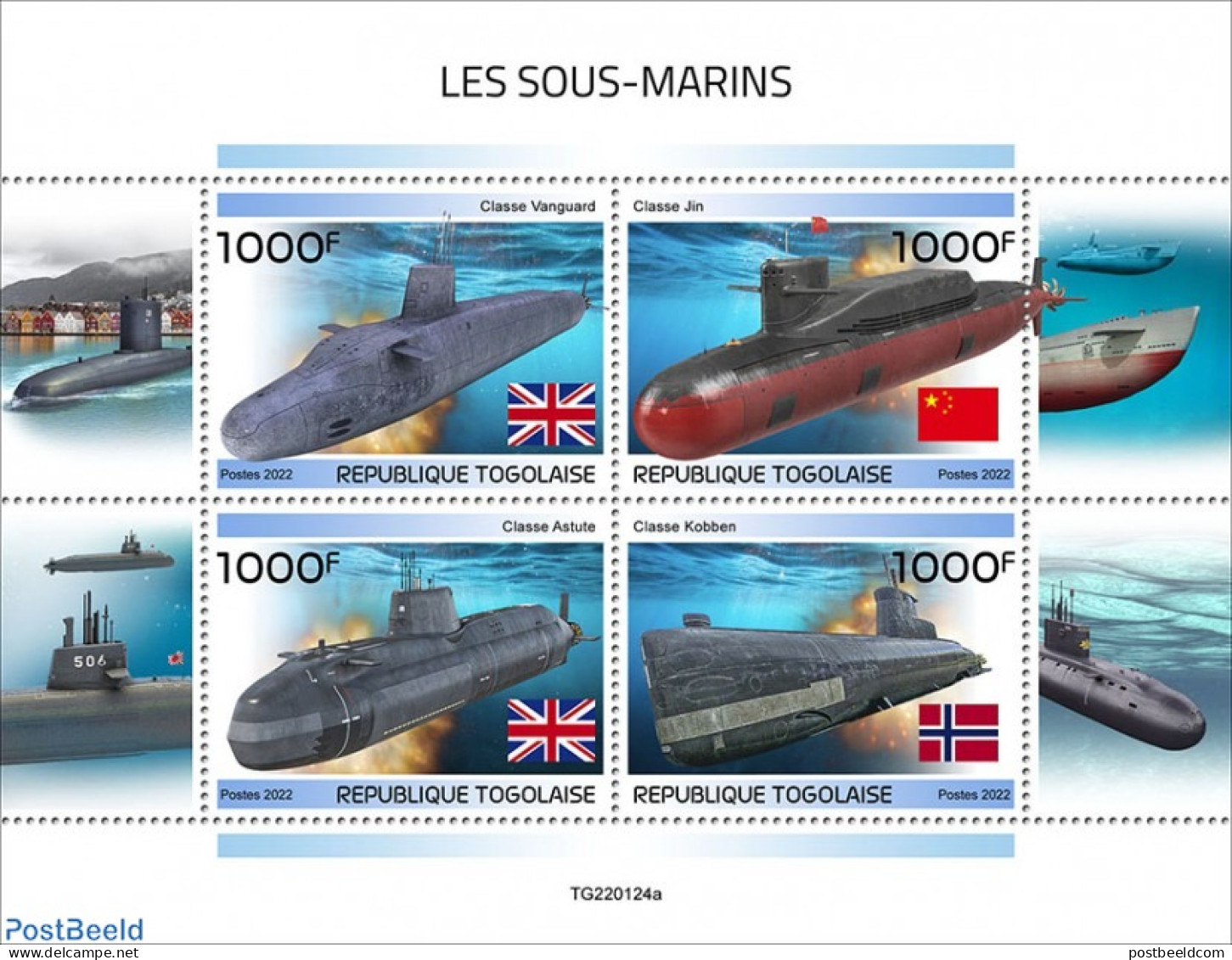 Togo 2022 Submarines, Mint NH, Transport - Ships And Boats - Bateaux