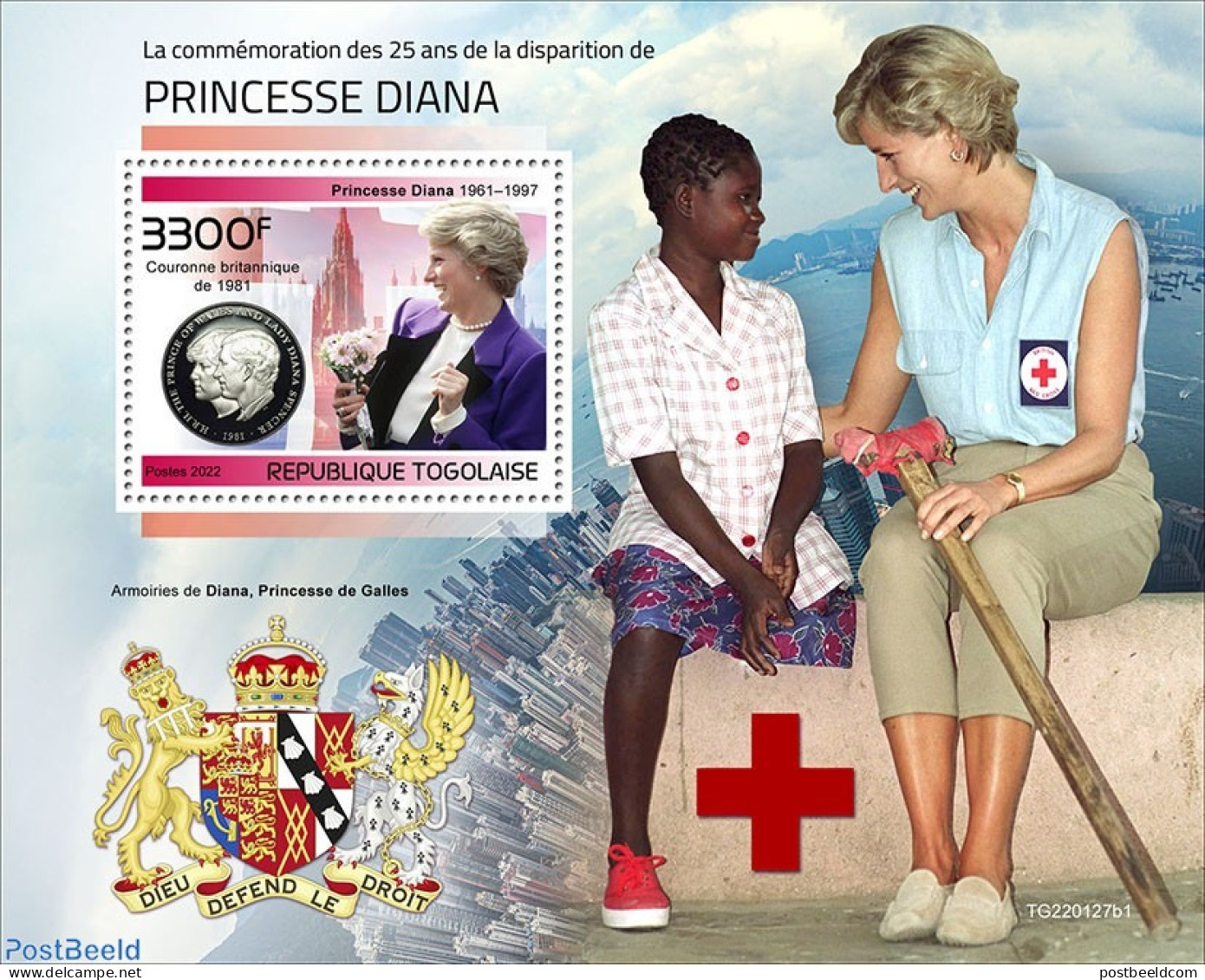 Togo 2022 25th Memorial Anniversary Of Princess Diana, Mint NH, History - Nature - Charles & Diana - Flowers & Plants - Koniklijke Families