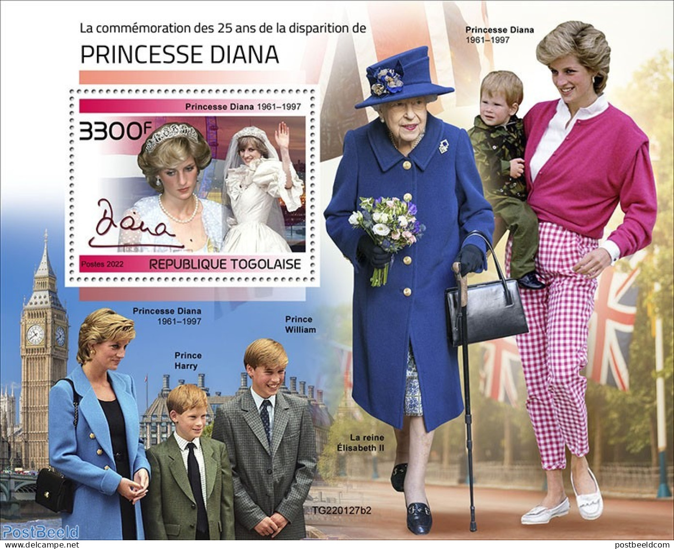 Togo 2022 25th Memorial Anniversary Of Princess Diana, Mint NH, History - Charles & Diana - Kings & Queens (Royalty) - Royalties, Royals