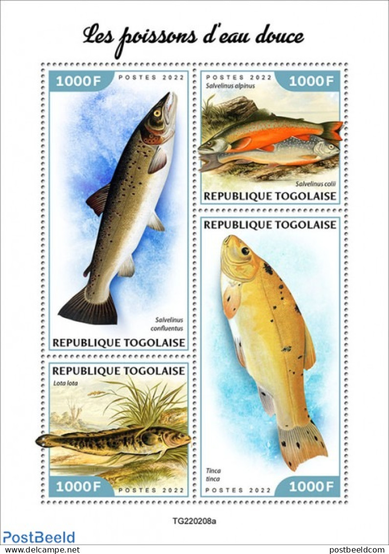 Togo 2022 Fresh Water Fish, Mint NH, Nature - Fish - Fishes