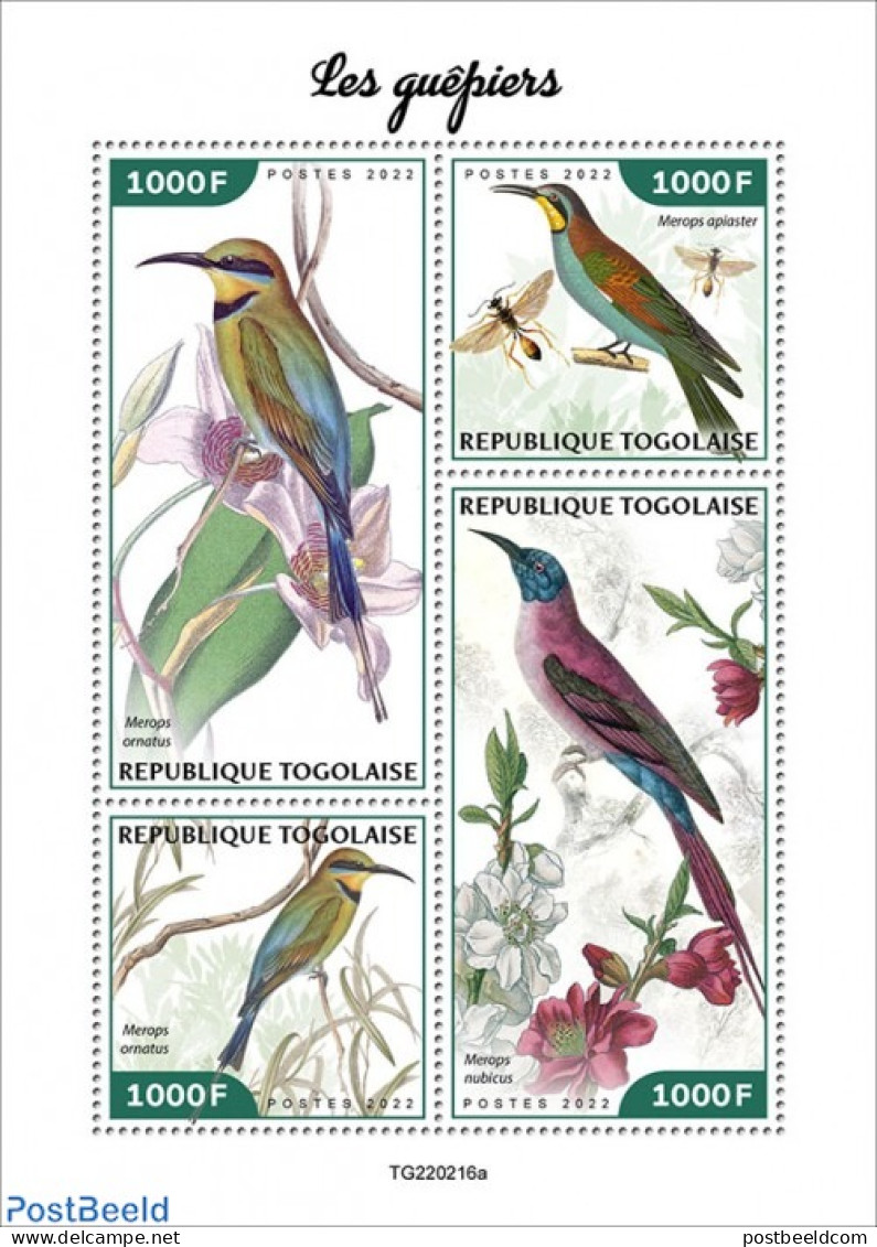 Togo 2022 Bee-eaters, Mint NH, Nature - Birds - Togo (1960-...)