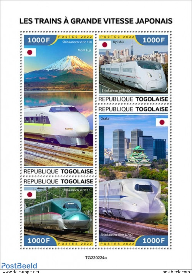 Togo 2022 Japanese High-speed Trains, Mint NH, Sport - Transport - Mountains & Mountain Climbing - Railways - Escalada