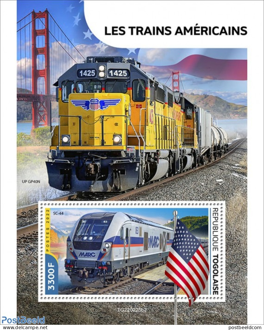 Togo 2022 American Trains, Mint NH, History - Sport - Transport - Flags - Mountains & Mountain Climbing - Railways - Escalade