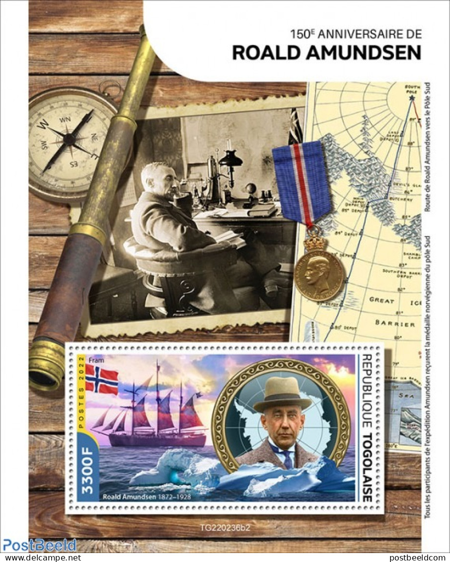 Togo 2022 150th Anniversary Of Roald Amundsen, Mint NH, History - Transport - Various - Explorers - Ships And Boats - .. - Explorers
