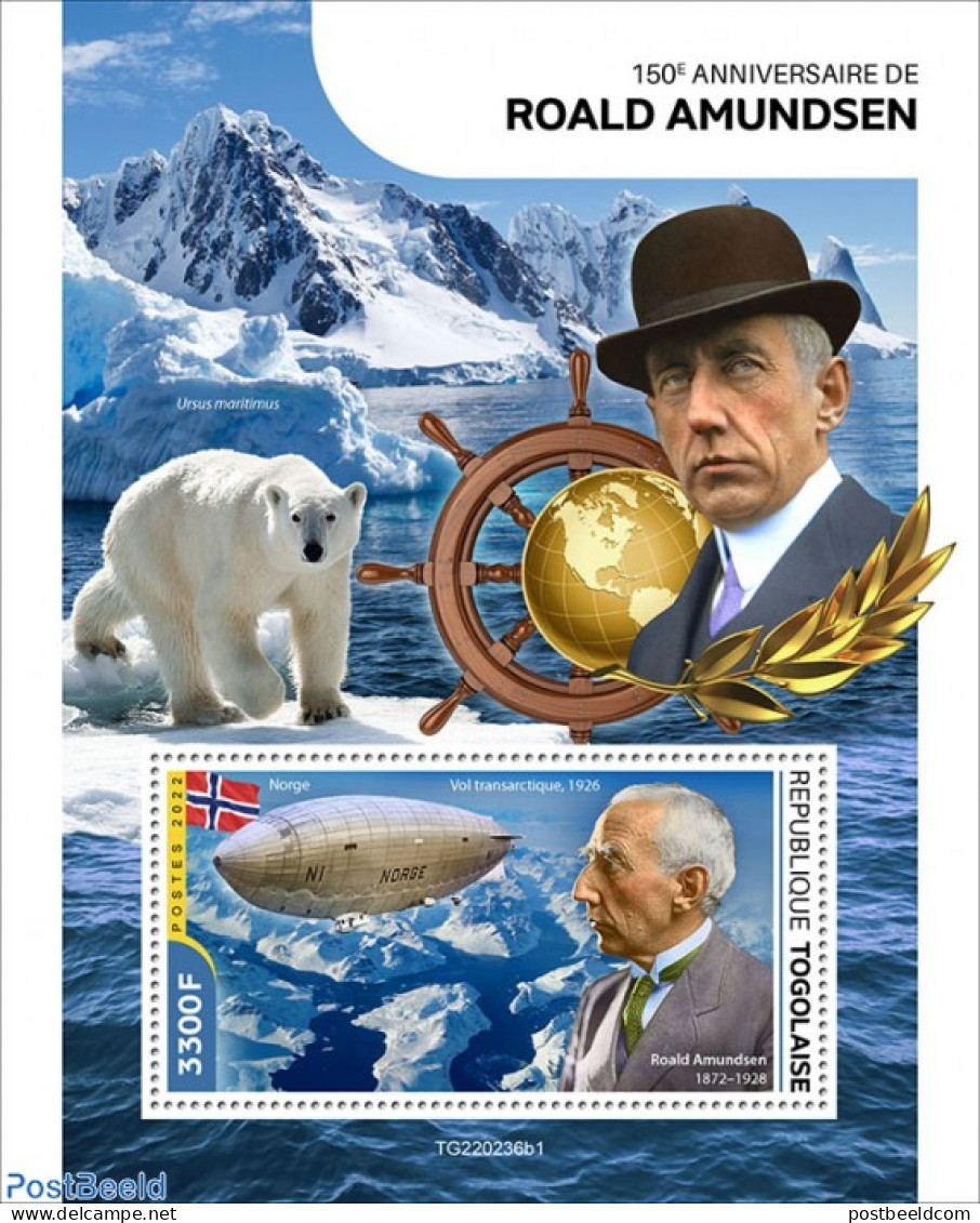 Togo 2022 150th Anniversary Of Roald Amundsen, Mint NH, History - Nature - Sport - Transport - Various - Explorers - B.. - Onderzoekers