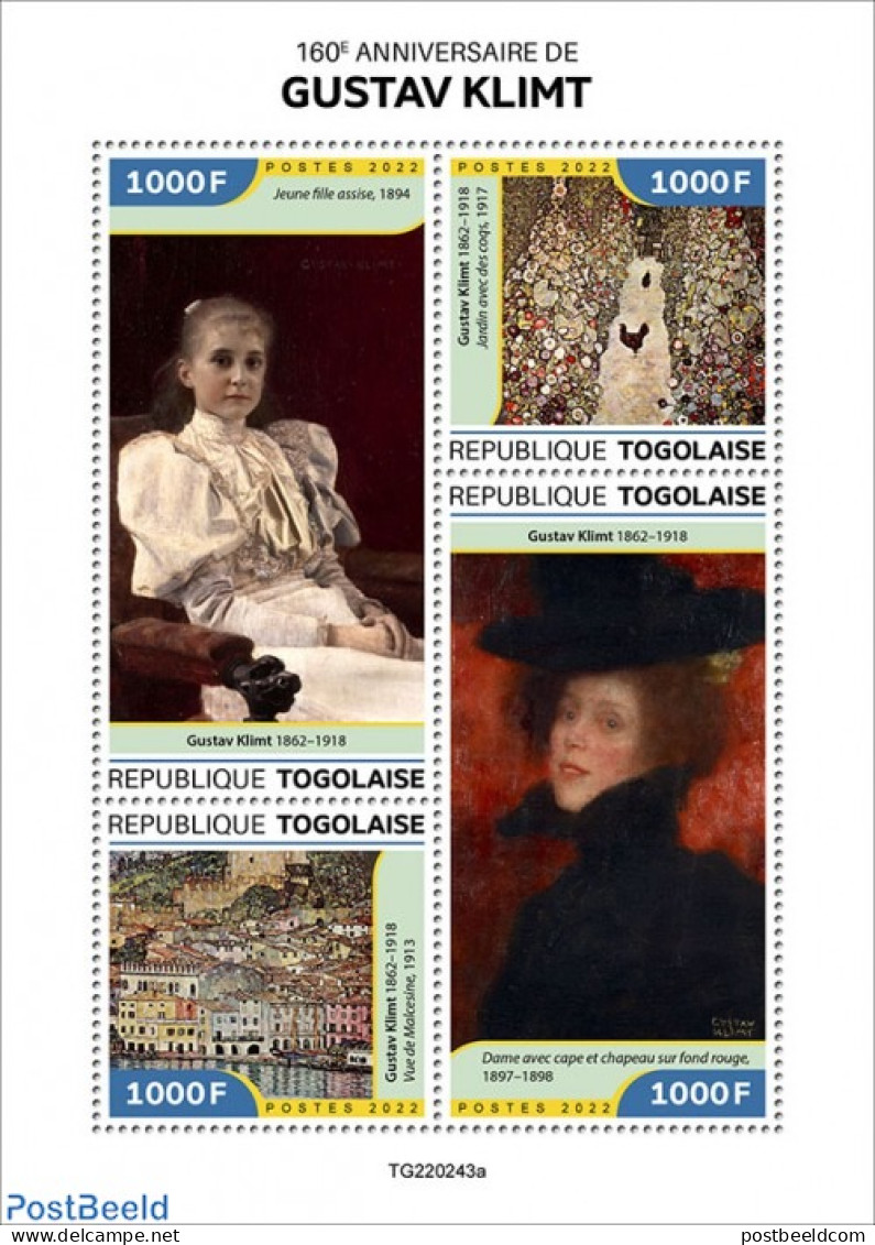 Togo 2022 160th Anniversary Of Gustav Klimt, Mint NH, Art - Gustav Klimt - Paintings - Togo (1960-...)