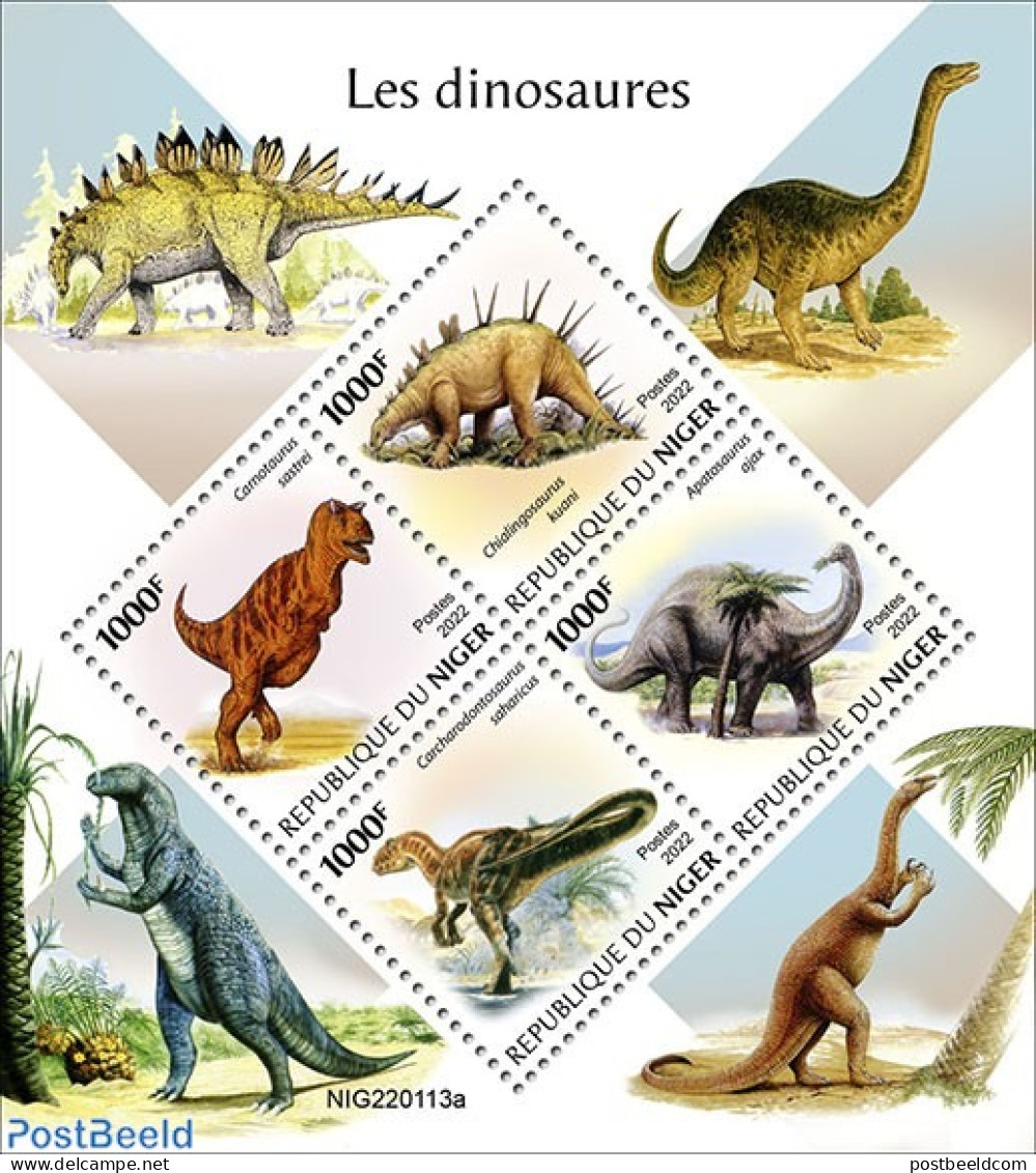 Niger 2022 Dinosaurs, Mint NH, Nature - Prehistoric Animals - Préhistoriques