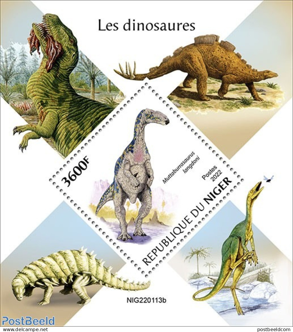 Niger 2022 Dinosaurs, Mint NH, Nature - Prehistoric Animals - Prehistorics