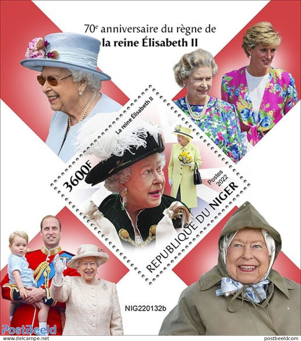 Niger 2022 70th Anniversary Of Reign Of Queen Elizabeth II, Mint NH, History - Kings & Queens (Royalty) - Koniklijke Families