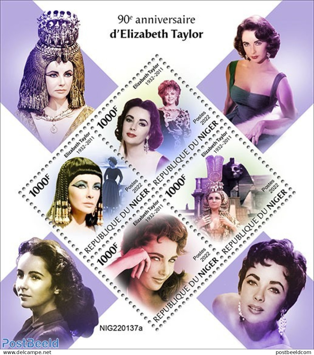 Niger 2022 90th Anniversary Of Elizabeth Taylor, Mint NH, Performance Art - Movie Stars - Acteurs
