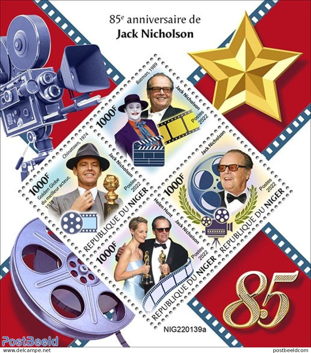 Niger 2022 85th Anniversary Of Jack Nicholson, Mint NH, Performance Art - Movie Stars - Acteurs