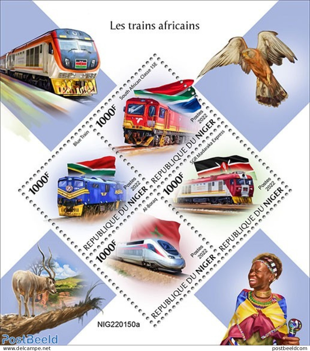 Niger 2022 African Trains, Mint NH, Transport - Railways - Trenes