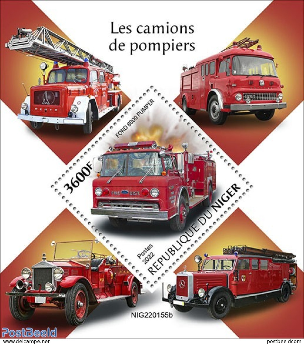 Niger 2022 Fire Engines, Mint NH, Transport - Automobiles - Fire Fighters & Prevention - Coches
