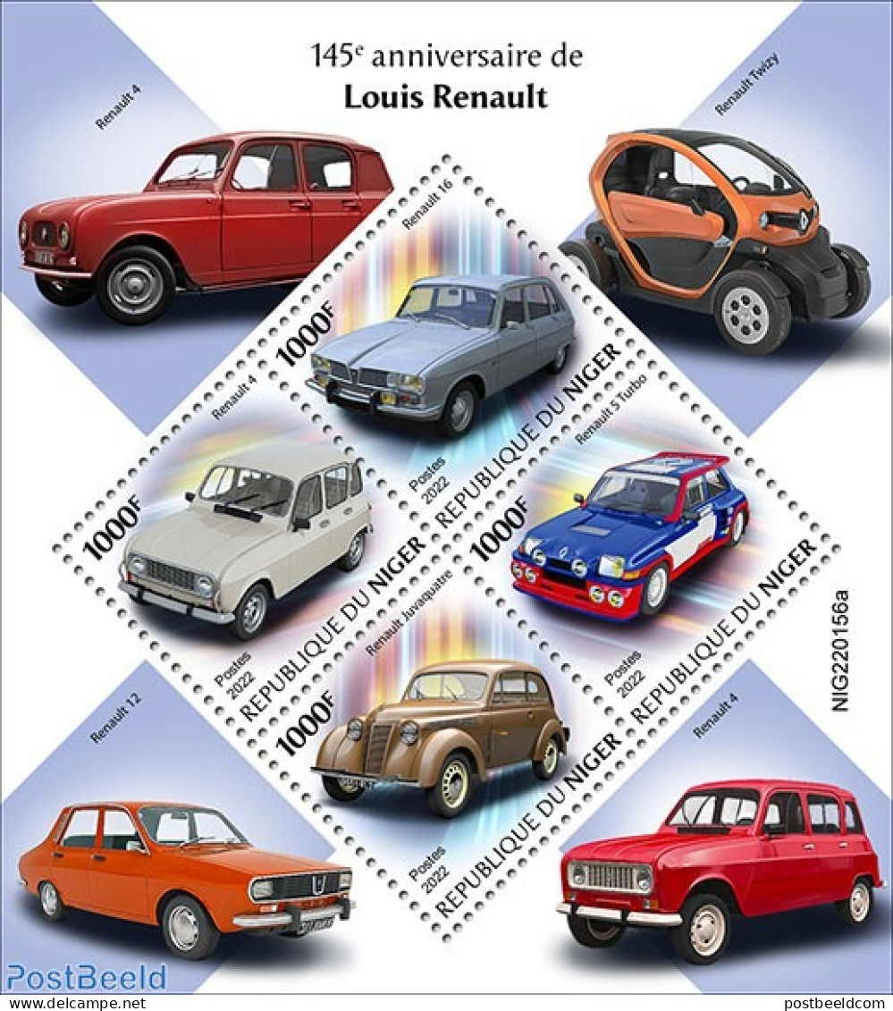 Niger 2022 145th Anniversary Of Louis Renault, Mint NH, Transport - Automobiles - Coches