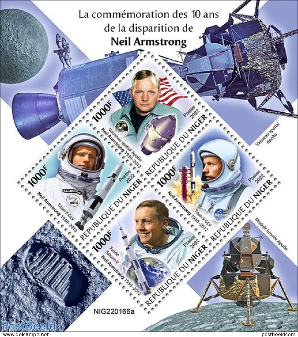 Niger 2022 10th Memorial Anniversary Of Neil Armstrong , Mint NH, Transport - Space Exploration - Niger (1960-...)