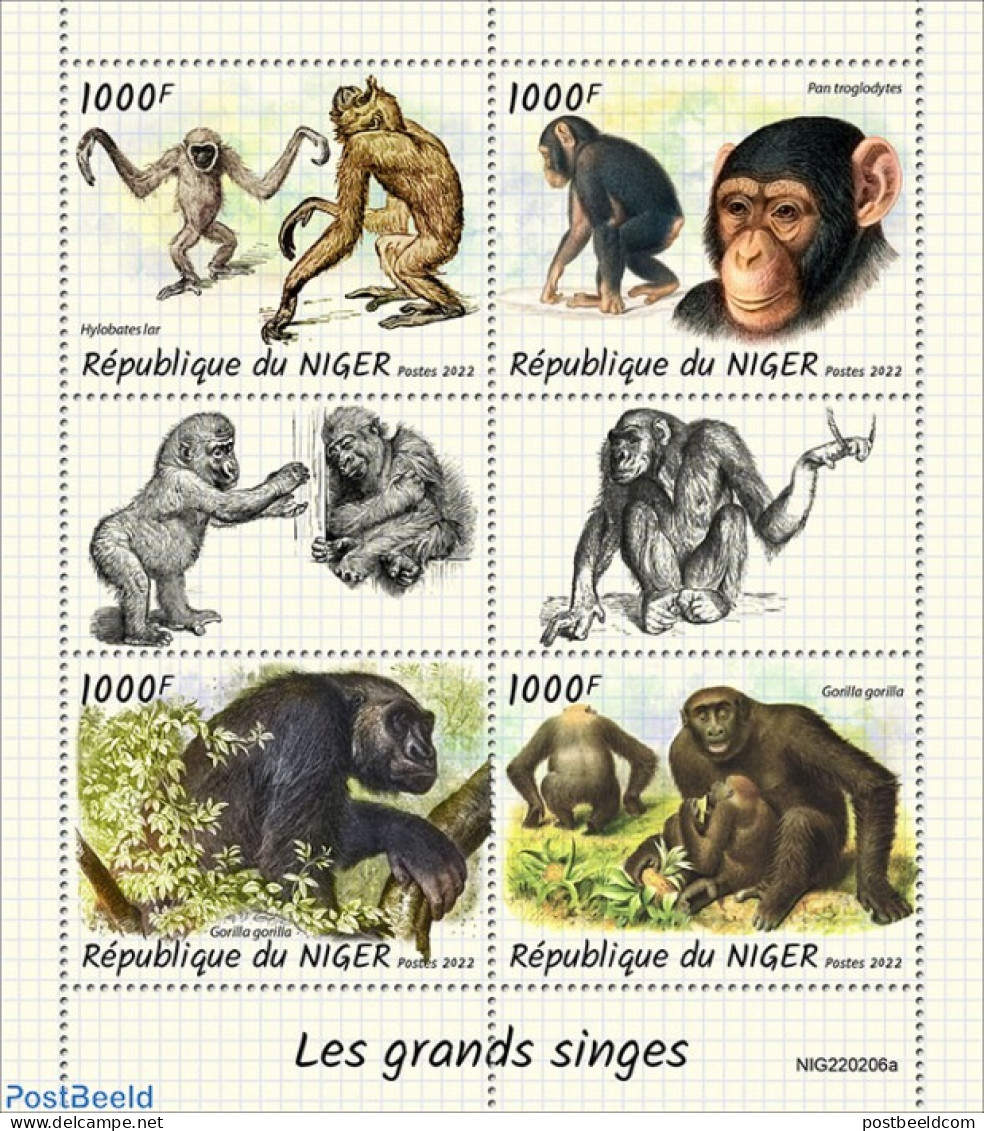 Niger 2022 Monkeys, Mint NH, Nature - Monkeys - Niger (1960-...)