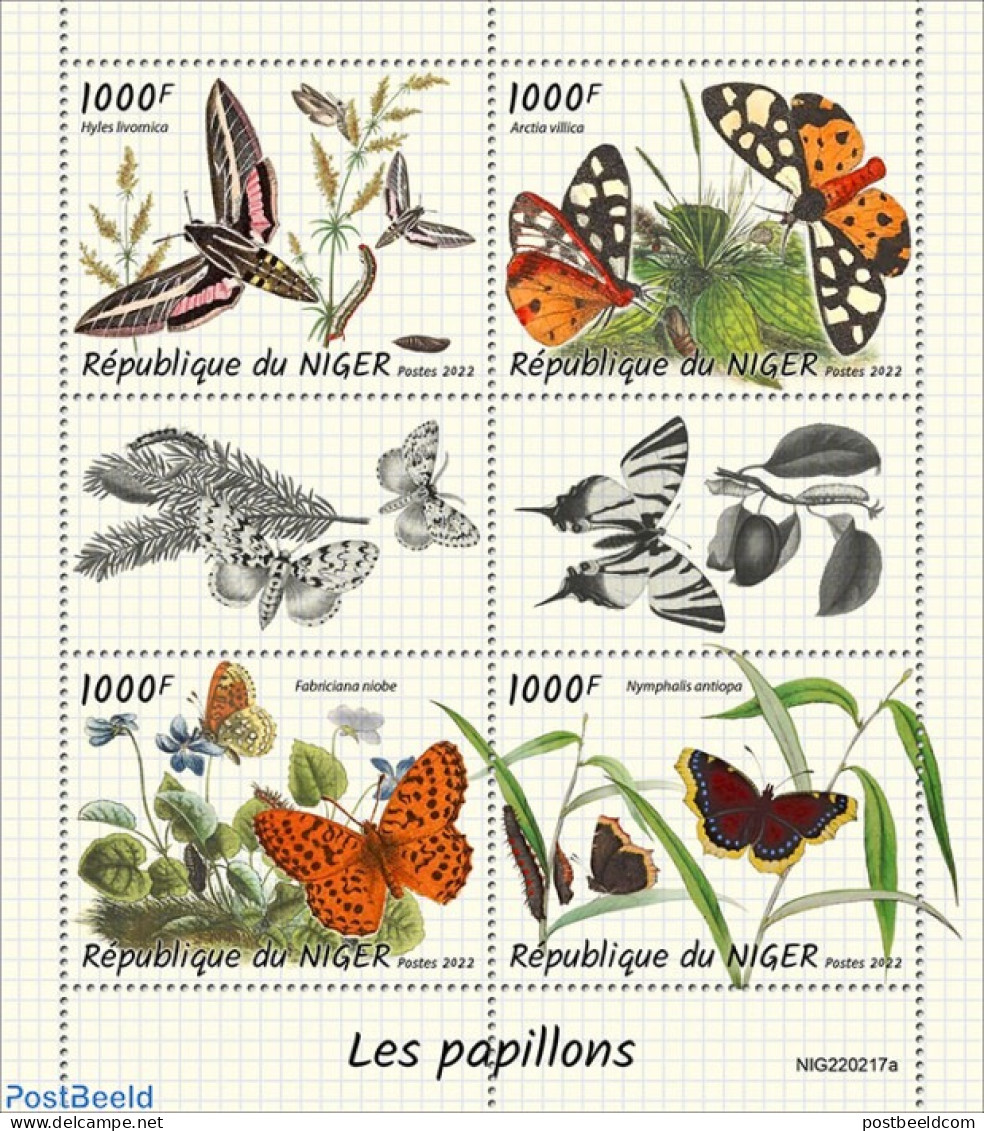 Niger 2022 Butterflies, Mint NH, Nature - Butterflies - Flowers & Plants - Niger (1960-...)