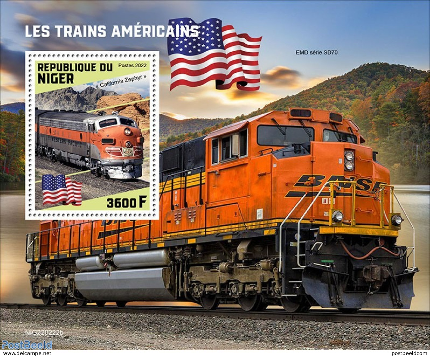 Niger 2022 American Trains, Mint NH, Transport - Railways - Treinen