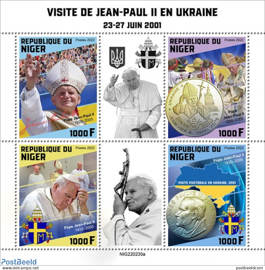 Niger 2022 Visit Of Pope John Paul II To Ukraine, Mint NH, Religion - Pope - Pausen