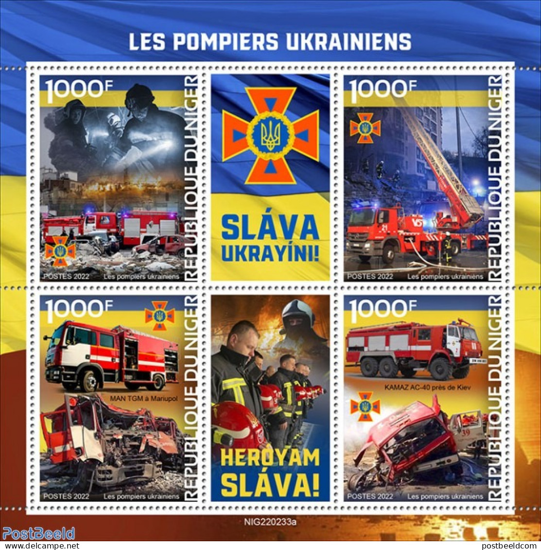 Niger 2022 Ukrainian Firefighters, Mint NH, Transport - Automobiles - Fire Fighters & Prevention - Coches