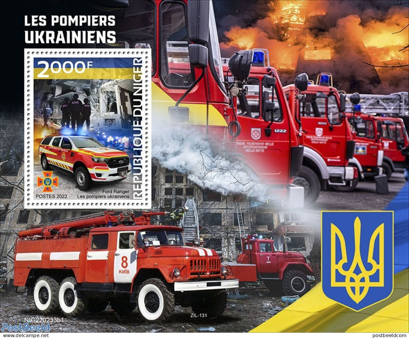 Niger 2022 Ukrainian Firefighters, Mint NH, Transport - Automobiles - Fire Fighters & Prevention - Coches