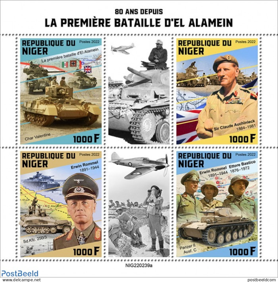 Niger 2022 80 Years Since The First Battle Of El Alamein, Mint NH, History - Transport - World War II - Guerre Mondiale (Seconde)