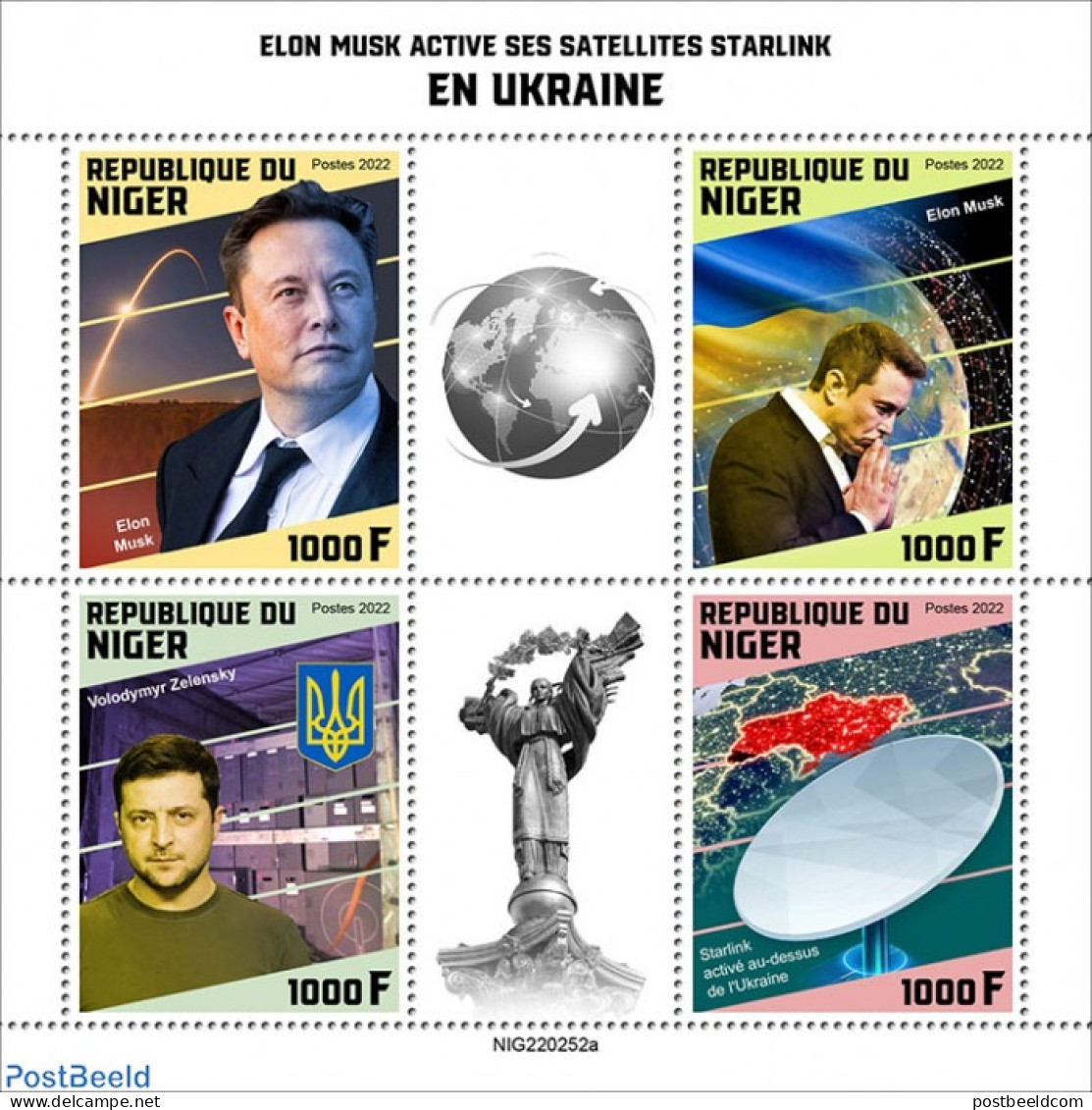 Niger 2022 Elon Musk Activates His Starlink Satellites In Ukraine , Mint NH, Science - Transport - Space Exploration - Niger (1960-...)