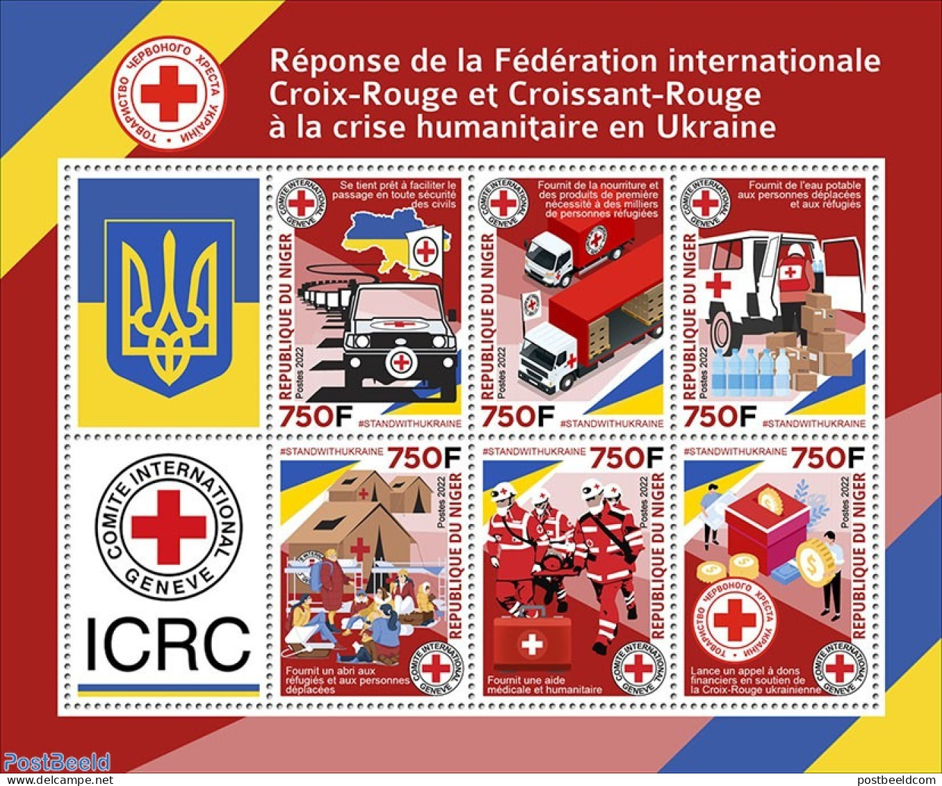Niger 2022 Red Cross Responds To Ukraine Crisis, Mint NH, Health - History - Red Cross - Peace - Rotes Kreuz