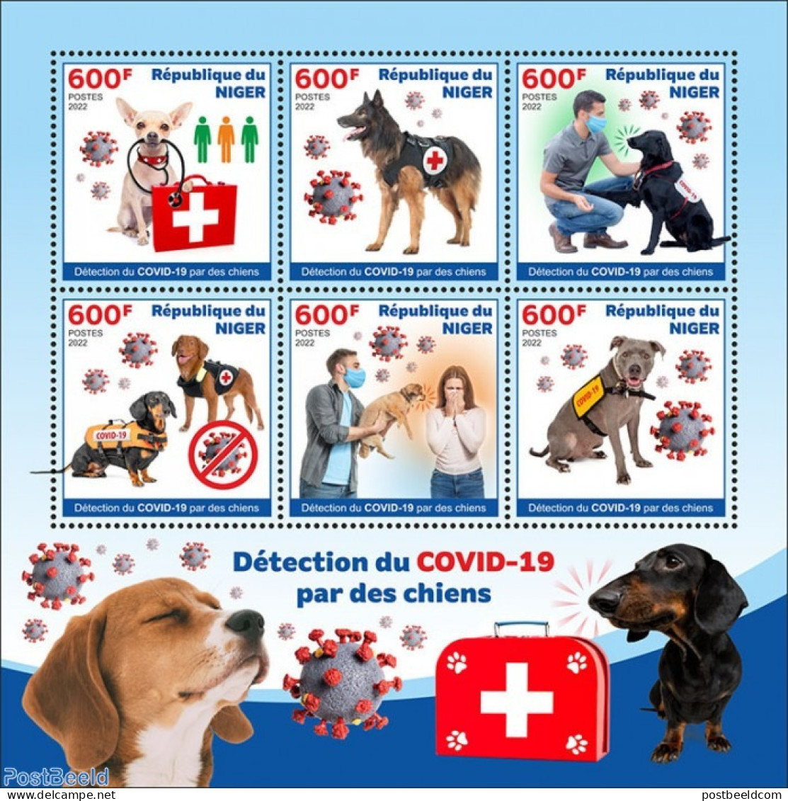 Niger 2022 Detection Of Covid-19 By Dogs, Mint NH, Health - Nature - Dogs - Corona/Covid19 - Corona/Covid19 - Niger (1960-...)
