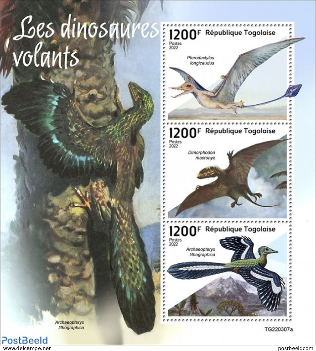 Togo 2022 Flying Dinosaurs, Mint NH, Nature - Birds - Prehistoric Animals - Prehistory - Préhistoriques