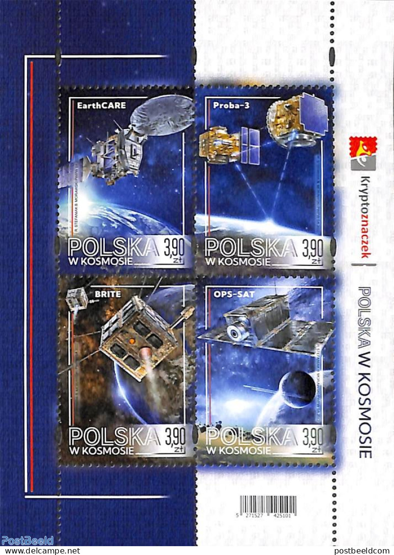 Poland 2022 Poland In Space 4v M/s, Mint NH, Transport - Space Exploration - Unused Stamps