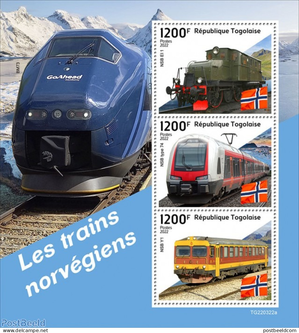 Togo 2022 Norwegian Trains, Mint NH, Transport - Railways - Trains